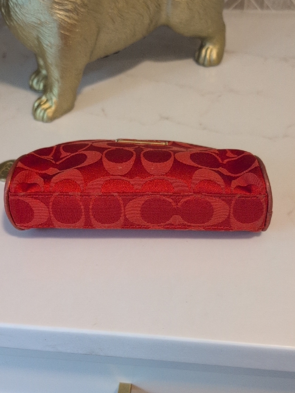 Limited Edition Coach Red Signature Logo Cosmetic Pouch - Picture 3 of 8